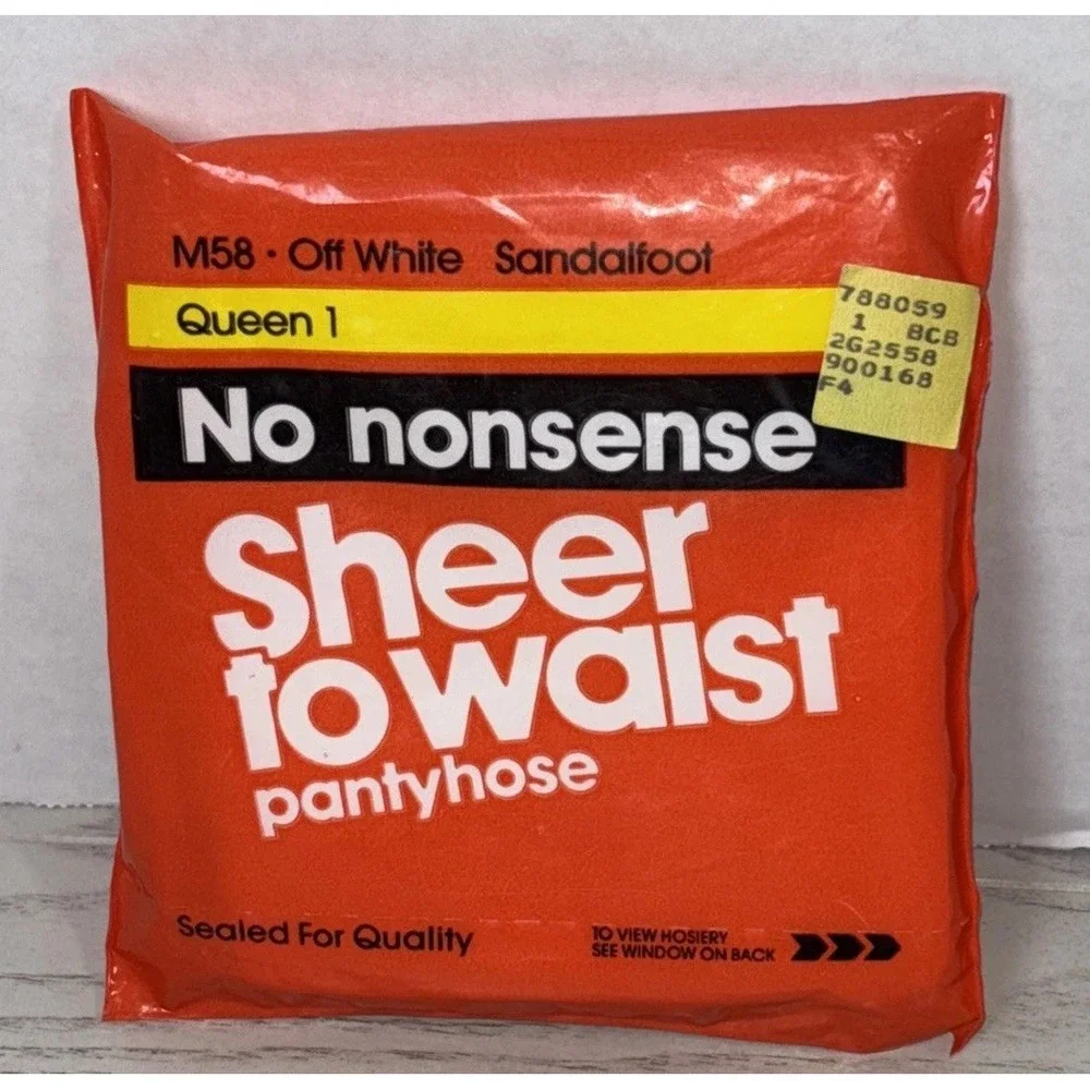No Nonsense Sheer to Waist Pantyhose Vtg Sandalfoot OFF white Size Queen 1 M58